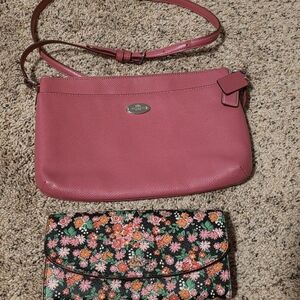 Pink Coach Women's Crossbody Bag And COACH Wallet